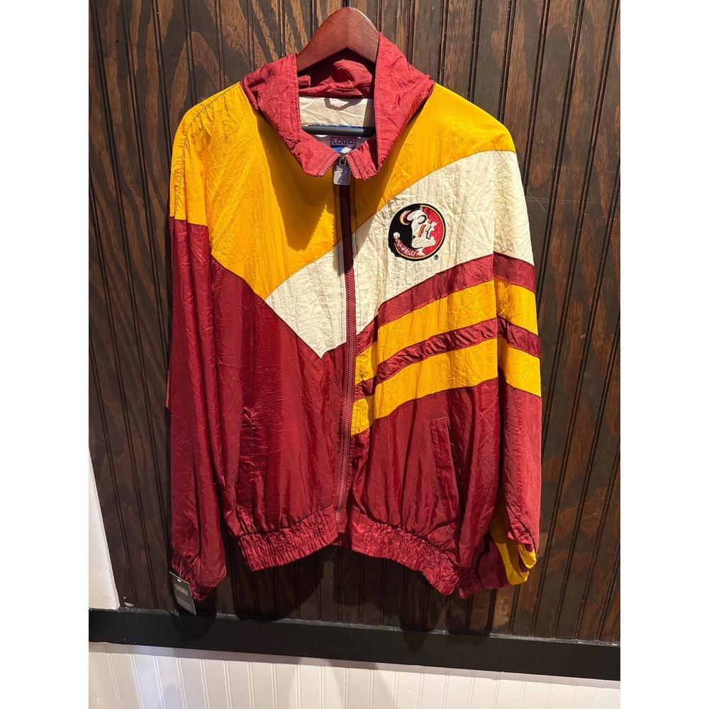 Vintage Logo 7 Florida State Seminoles FSU Windbreaker Jacket Garnet Gold 90s L